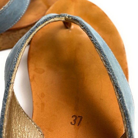 K Jacques EUR 37 US 6.5 Thong Platform Wedge St Tropez Sandal Shoe Tan - Picture 5 of 6